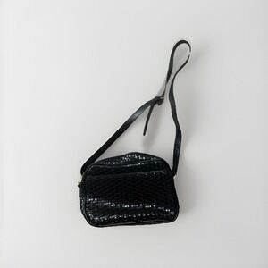 Womens Talbots Bag Leather Crossbody Purse Braided Basketweave Genuine 90 Black